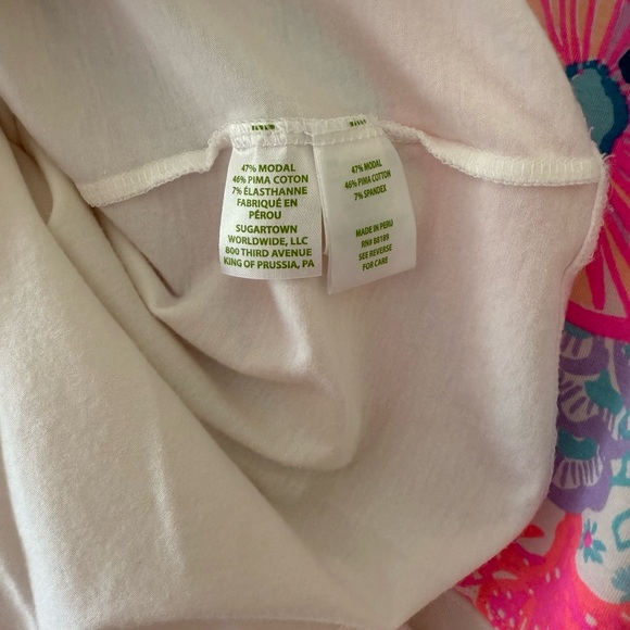 Lilly Pulitzer Women's Finn Top Seaside Carnivale Long Sleeve Pink White Size M - Picture 7 of 7